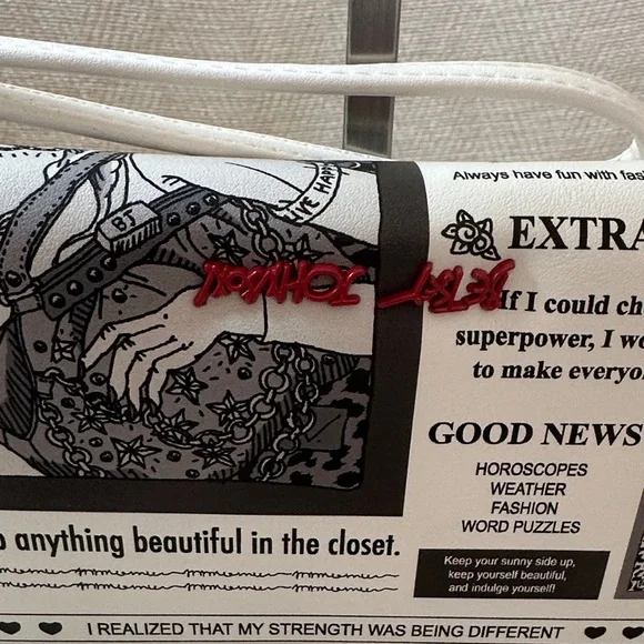 Betsey Johnson Black and White Newspaper Wristlet - Picture 5 of 15